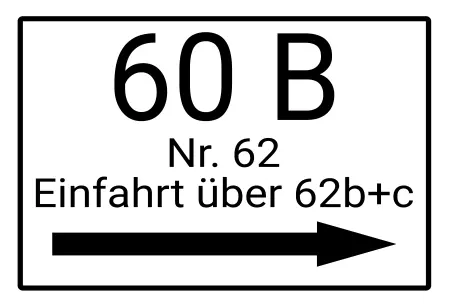 Strassen - Hausnummern Einfahrt über 62b Bild